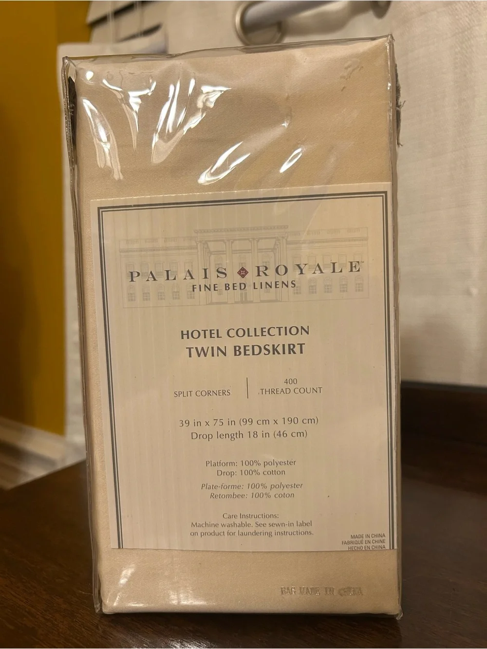 Palais Royale Hotel Collection Twin Bedskirt in Ivory 400 TC Cotton 18 Inch Drop